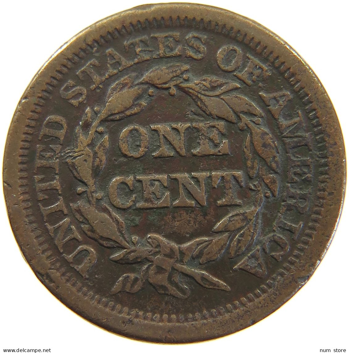 UNITED STATES OF AMERICA LARGE CENT 1851 Braided Hair #c056 0059 - 1840-1857: Braided Hair (Cheveux Tressés)