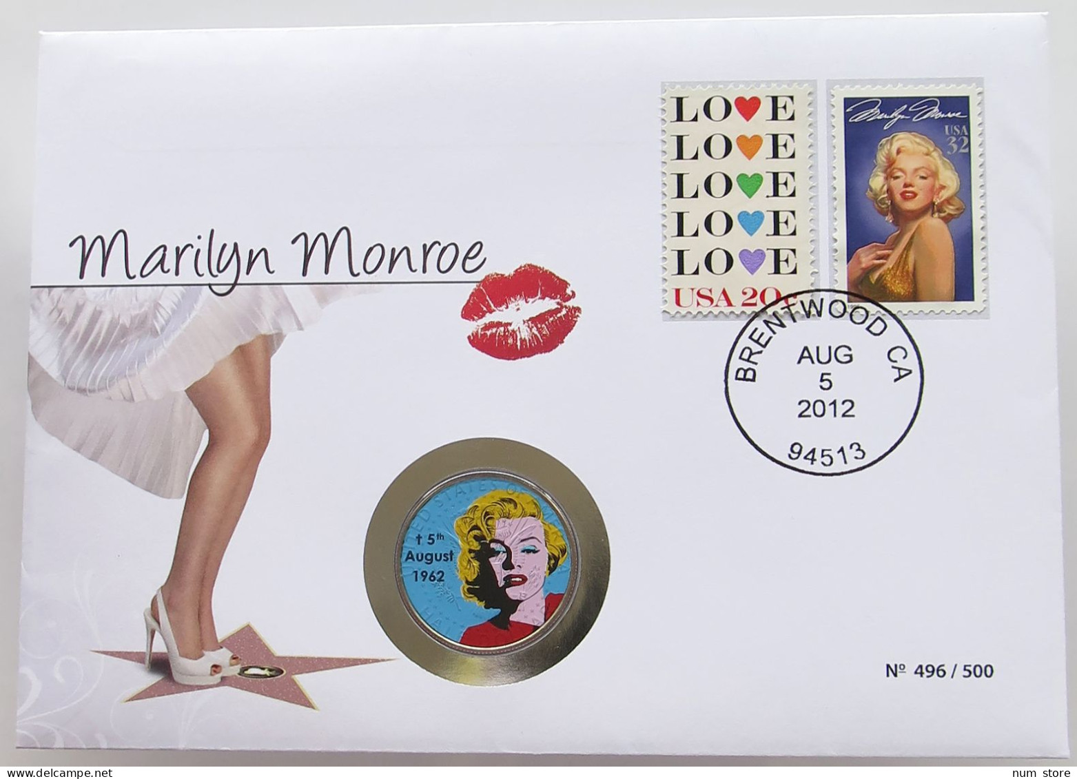 UNITED STATES OF AMERICA NUMISBRIEF / STATIONERY 1/2 DOLLAR  MARILYN MONROE #ns01 0163 - Sonstige & Ohne Zuordnung