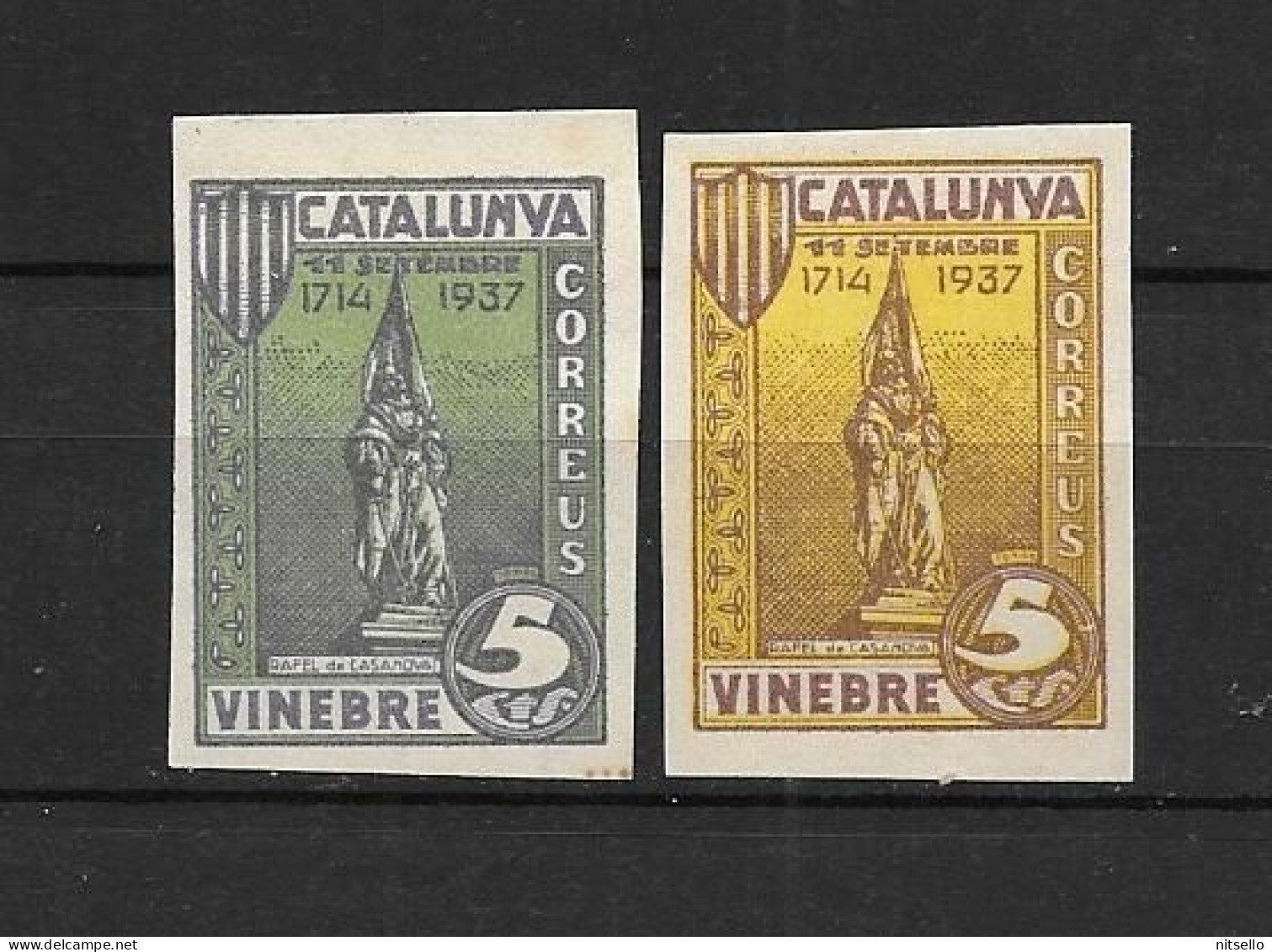 LOTE 2112 F  ///  (C160) 1937 VINEBRE - TARRAGONA SELLOS LOCALES SIN DENTAR *MH    ¡¡¡ LIQUIDATION - JE LIQUIDE !!! - Spanish Civil War Labels