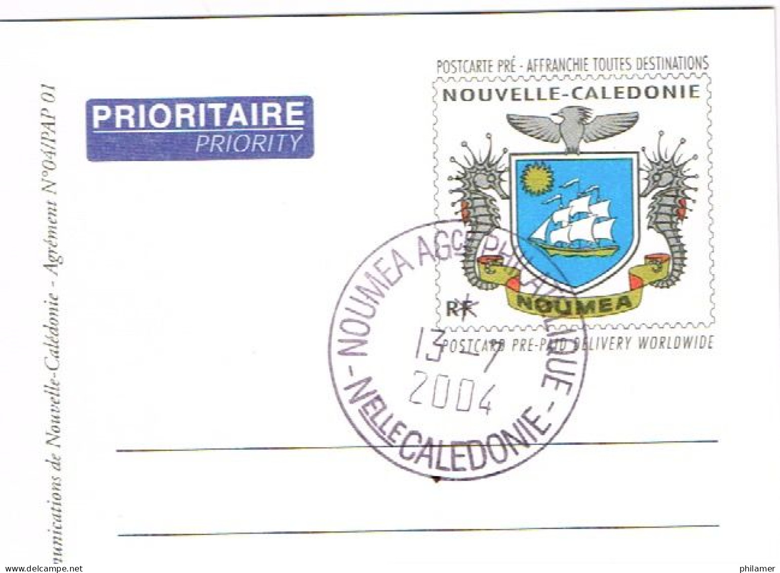 Nouvelle Caledonie Caledonia Pap Pret A Poster Entier Postal Stationery Public Noumea Orphelinat Blason Cad Ag Phil - Briefe U. Dokumente