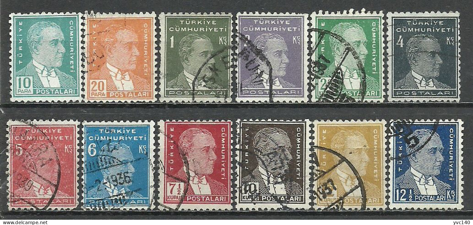 Turkey; 1933 2nd Ataturk Issue Stamps - Gebraucht