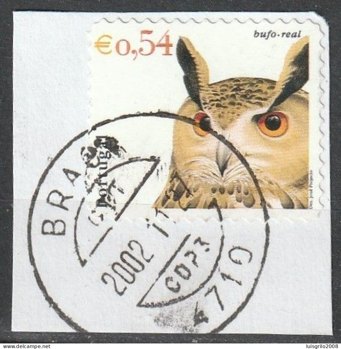 Portugal, 2002 - Aves De Portugal, €0,54 -|- Postmark - Braga // Mundifil - 2852, Fragment - Birds - Gebruikt