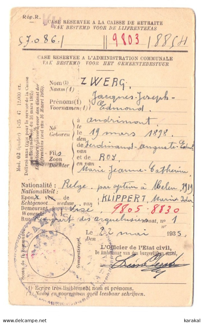 Belgique EMA P010 10c Caisse Générale D'épargne Et De Retraite Imprimé Réponse Visé 1935 - ...-1959