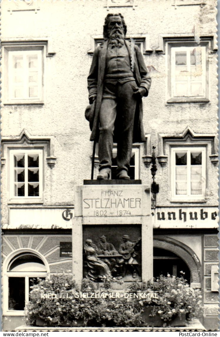 46486 - Oberösterreich - Ried I. Innkreis , Denkmal Franz Stelzhammer - Gelaufen 1963 - Ried Im Innkreis