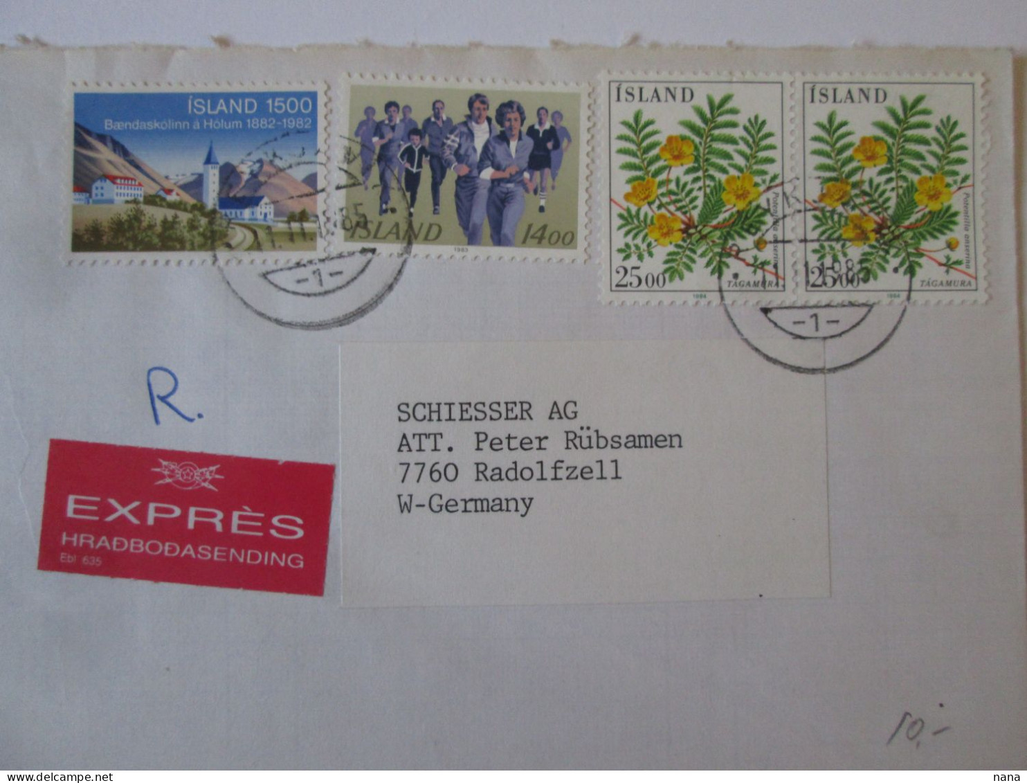 Islande/Iceland Enveloppe Recomandee Expres 1985/Registered Cover Expres 1985 - Briefe U. Dokumente