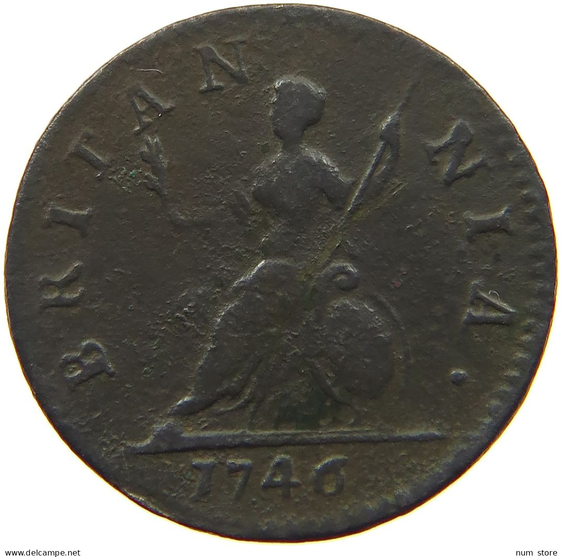 GREAT BRITAIN FARTHING 1746 George II. 1727-1760. #t149 0211 - A. 1 Farthing