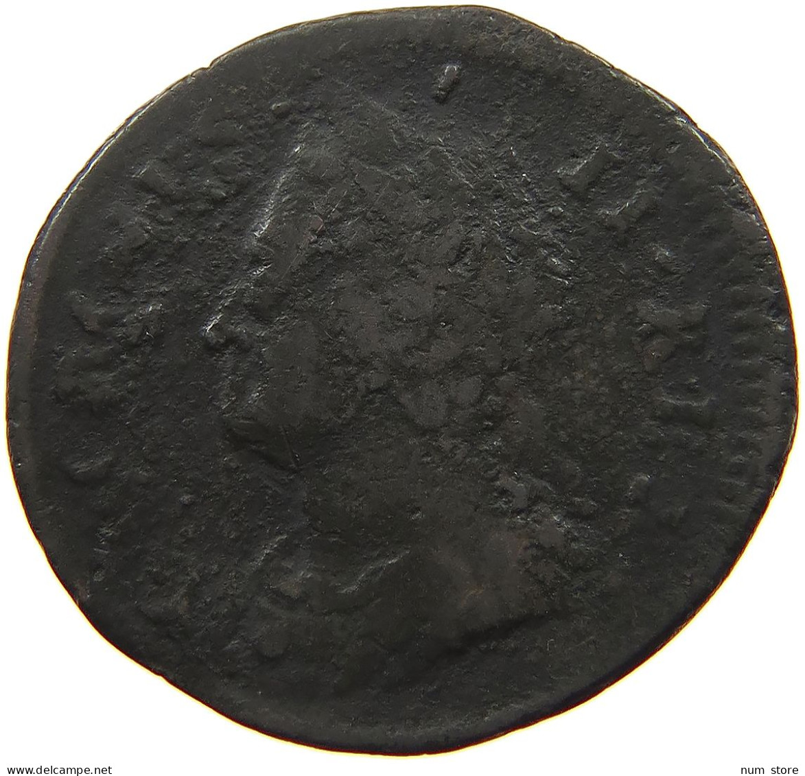 GREAT BRITAIN FARTHING 1734 George II. 1727-1760. DOUBLE TRUCK REVERSE RARE #t149 0329 - A. 1 Farthing