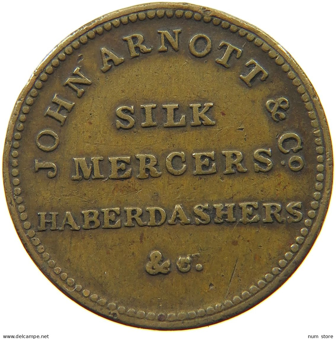 GREAT BRITAIN FARTHING  SILK MERCERS HABERDASHRES JOHN ARNOTT #a036 0729 - A. 1 Farthing