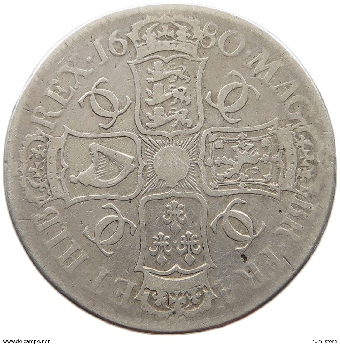 GREAT BRITAIN CROWN 1680 CHARLES II. (1660-1685) #t147 0043 - J. 1 Crown