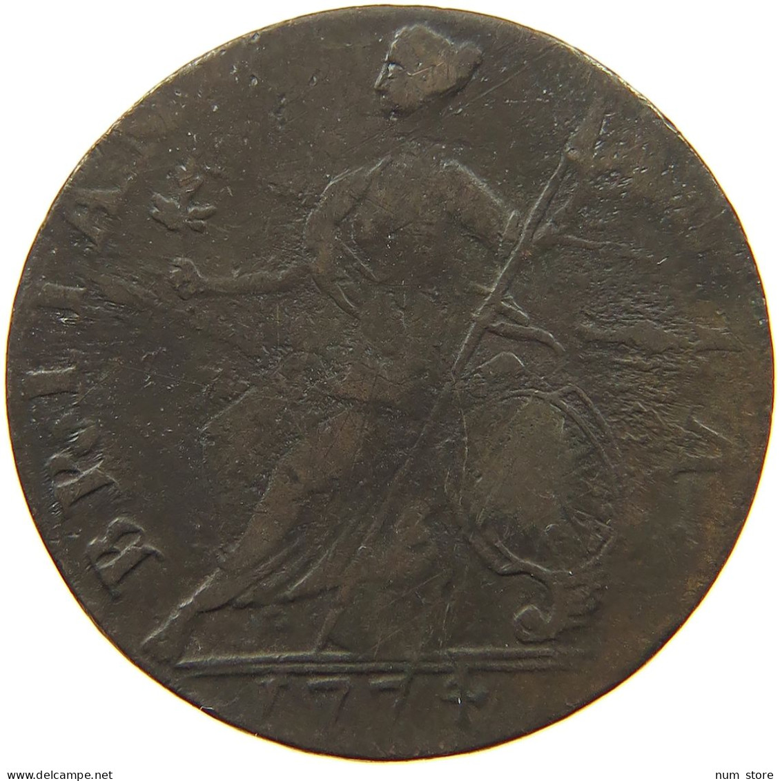 GREAT BRITAIN 1/2 PENNY 1774 GEORGE III. 1760-1820 #c057 0219 - C. 1/2 Penny