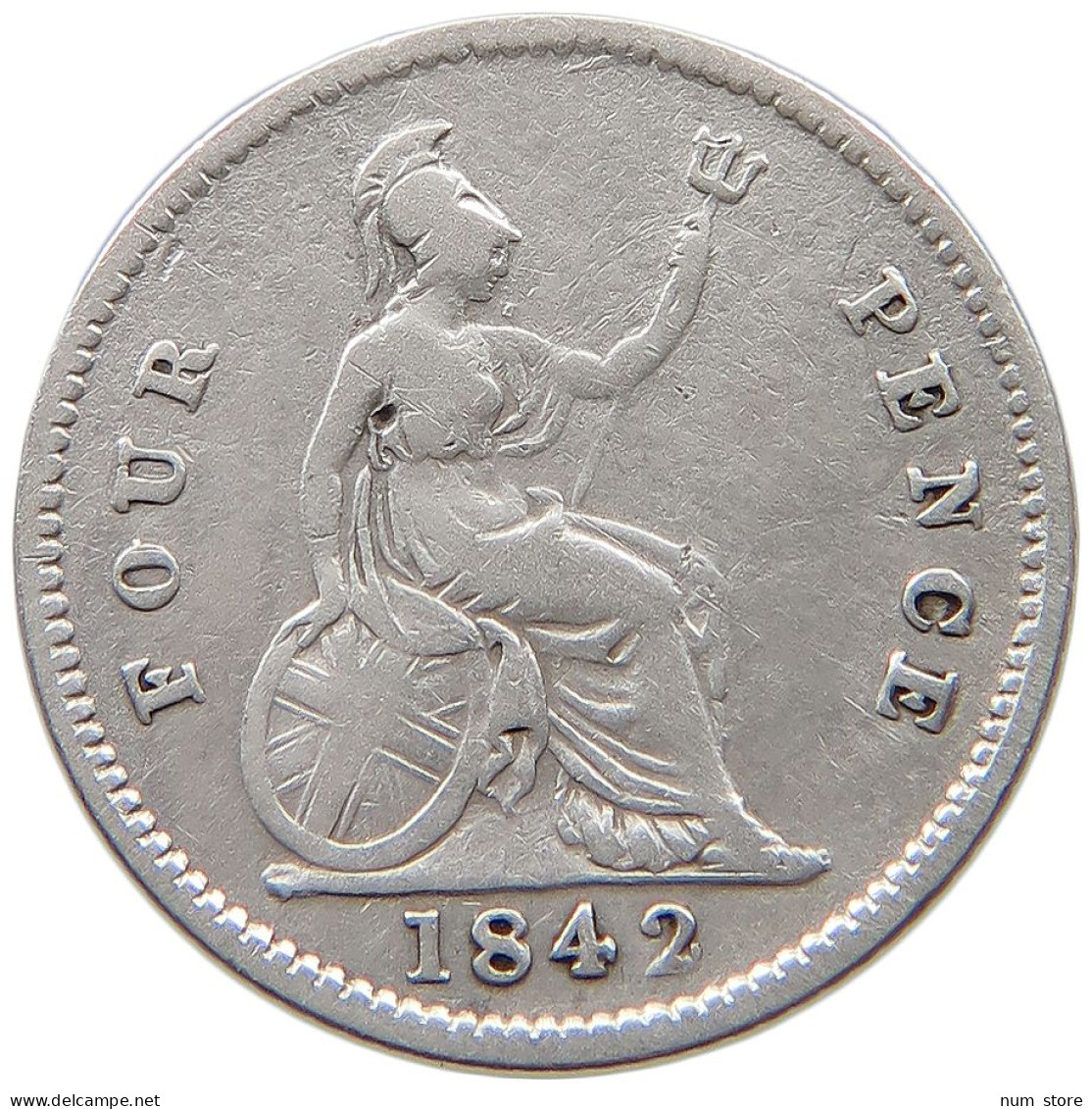 GREAT BRITAIN FOURPENCE 1842 Victoria 1837-1901 #t095 0643 - G. 4 Pence/ Groat