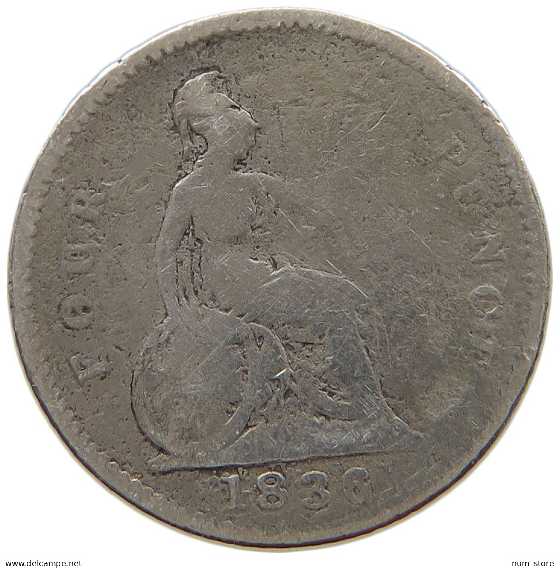 GREAT BRITAIN FOURPENCE 1836 WILLIAM IV. (1830-1837) #a081 0991 - G. 4 Pence/ Groat