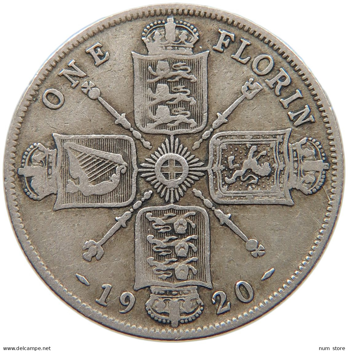 GREAT BRITAIN FLORIN 1920 George V. (1910-1936) #s016 0199 - J. 1 Florin / 2 Schillings