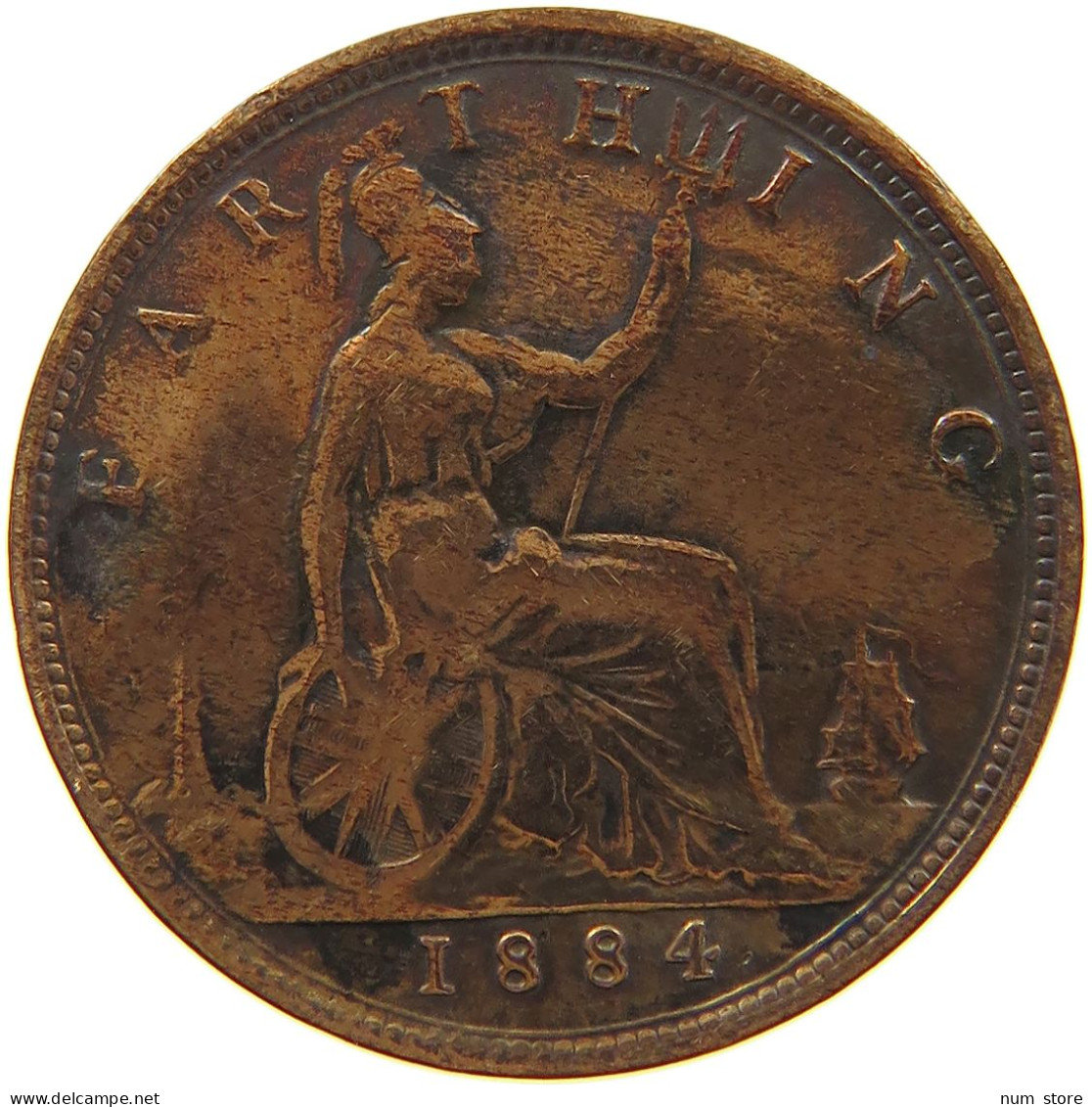 GREAT BRITAIN FARTHING 1884 Victoria 1837-1901 #t158 0141 - B. 1 Farthing