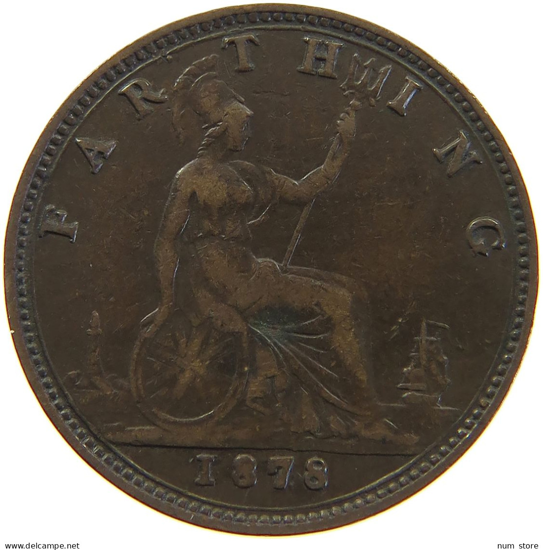 GREAT BRITAIN FARTHING 1878 Victoria 1837-1901 #c063 0115 - B. 1 Farthing