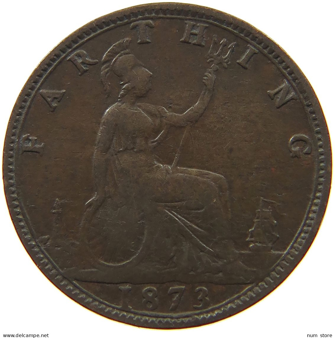 GREAT BRITAIN FARTHING 1873 Victoria 1837-1901 #a036 0711 - B. 1 Farthing