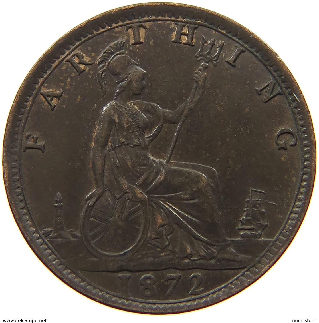 GREAT BRITAIN FARTHING 1872 Victoria 1837-1901 #t146 0291 - B. 1 Farthing