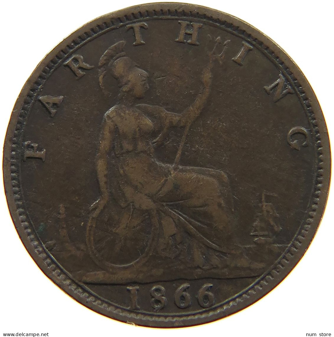 GREAT BRITAIN FARTHING 1866 Victoria 1837-1901 #a085 0633
