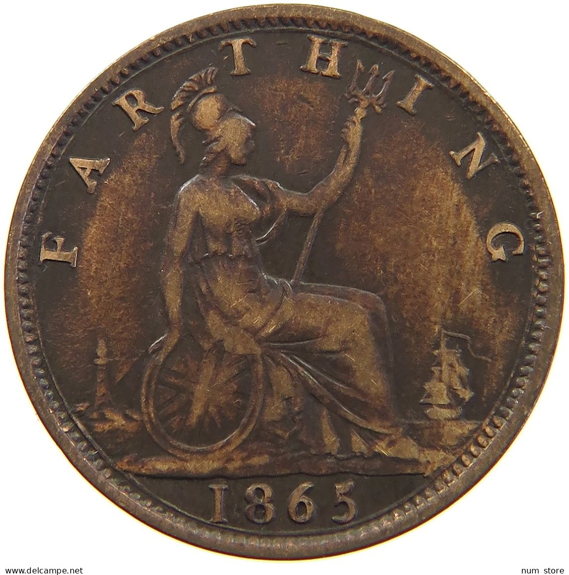 GREAT BRITAIN FARTHING 1865 Victoria 1837-1901 #c079 0225 - B. 1 Farthing