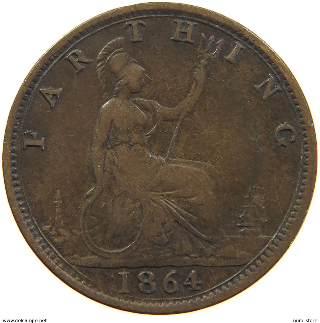 GREAT BRITAIN FARTHING 1864 Victoria 1837-1901 #c063 0083 - B. 1 Farthing