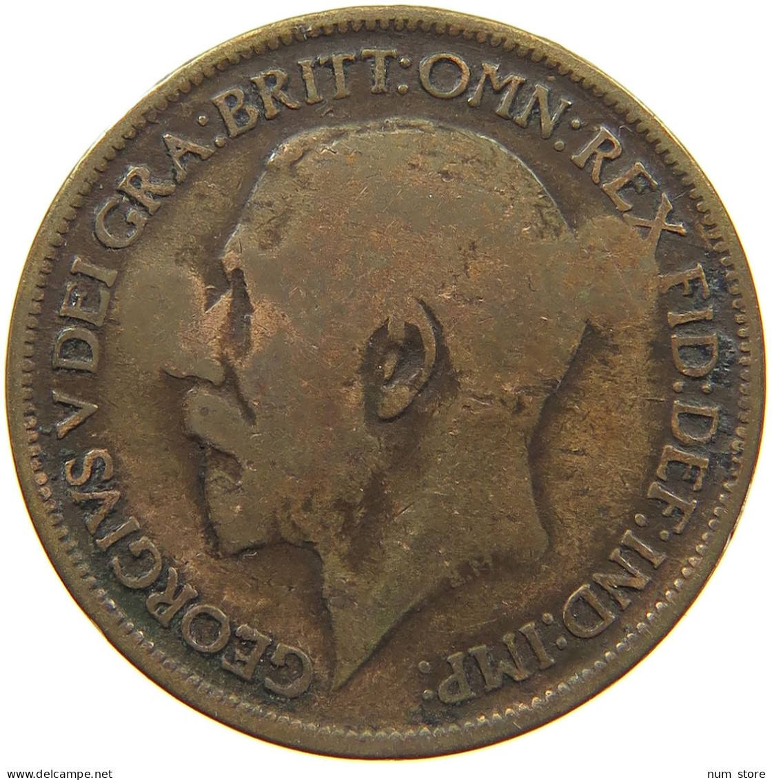 GREAT BRITAIN HALFPENNY 1917 George V. (1910-1936) GH COUNTERMARKED #c034 0001 - C. 1/2 Penny