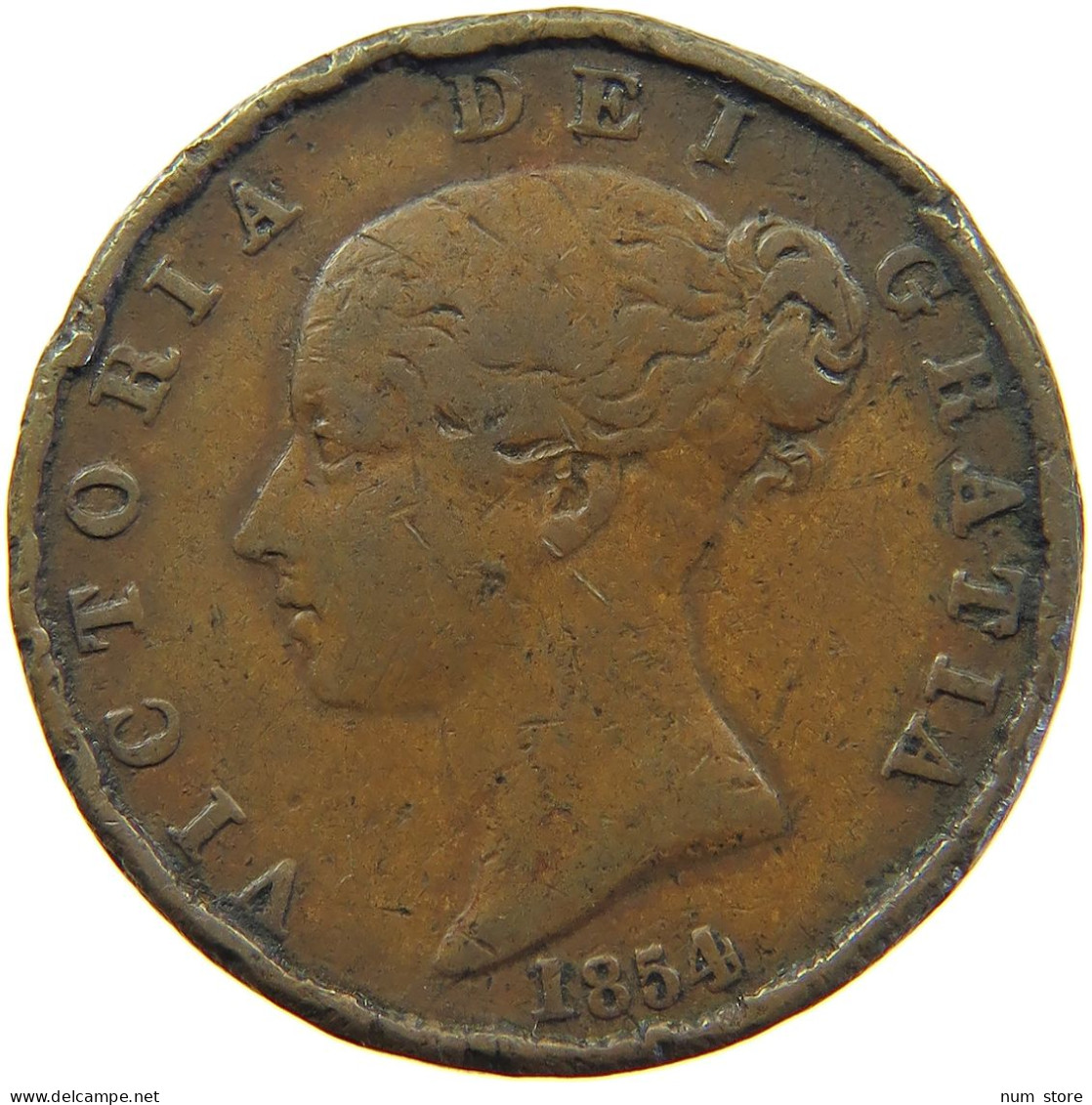 GREAT BRITAIN HALFPENNY 1854 Victoria 1837-1901 #s010 0263 - C. 1/2 Penny