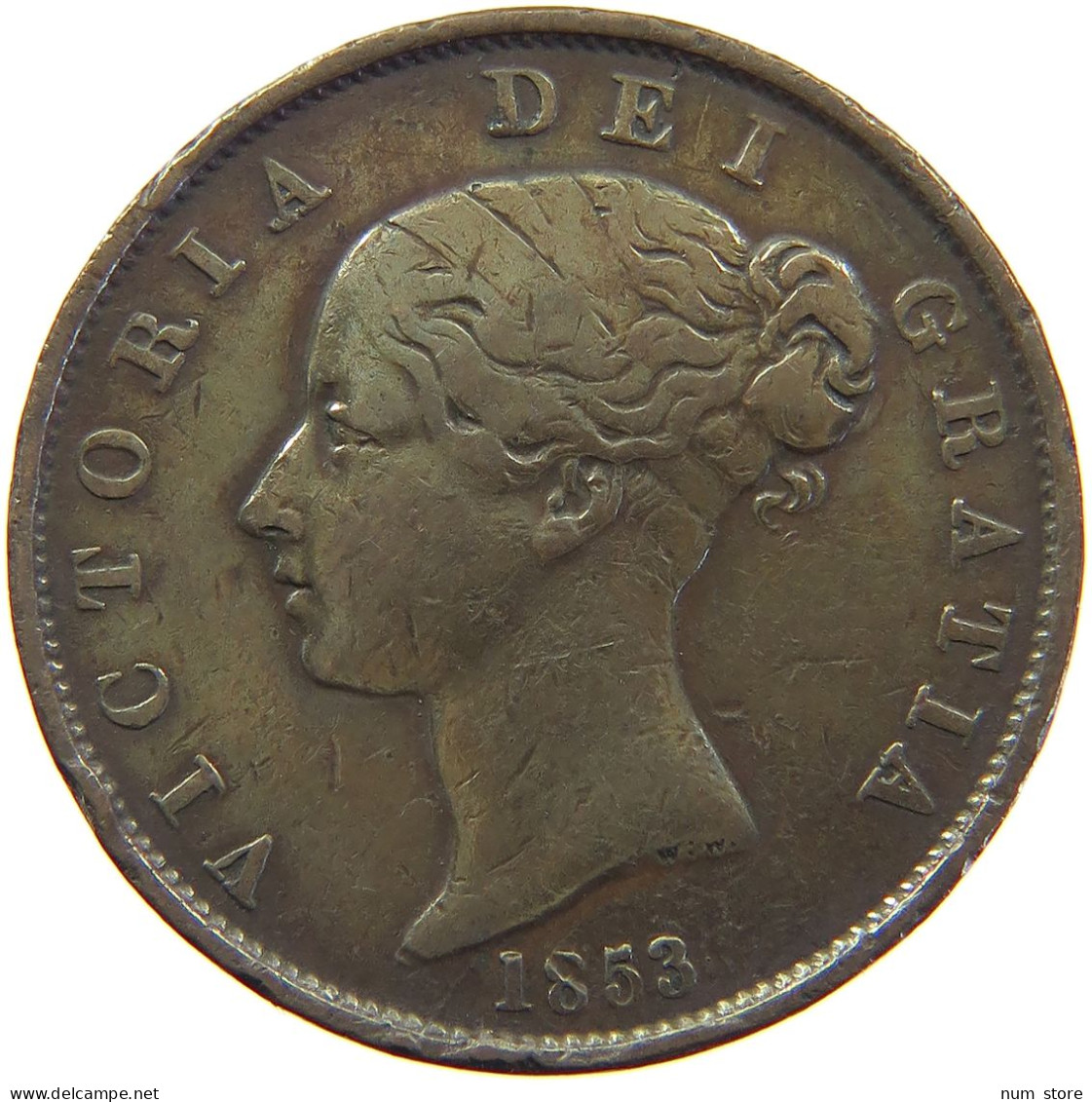 GREAT BRITAIN HALFPENNY 1853 Victoria 1837-1901 #s010 0281 - C. 1/2 Penny