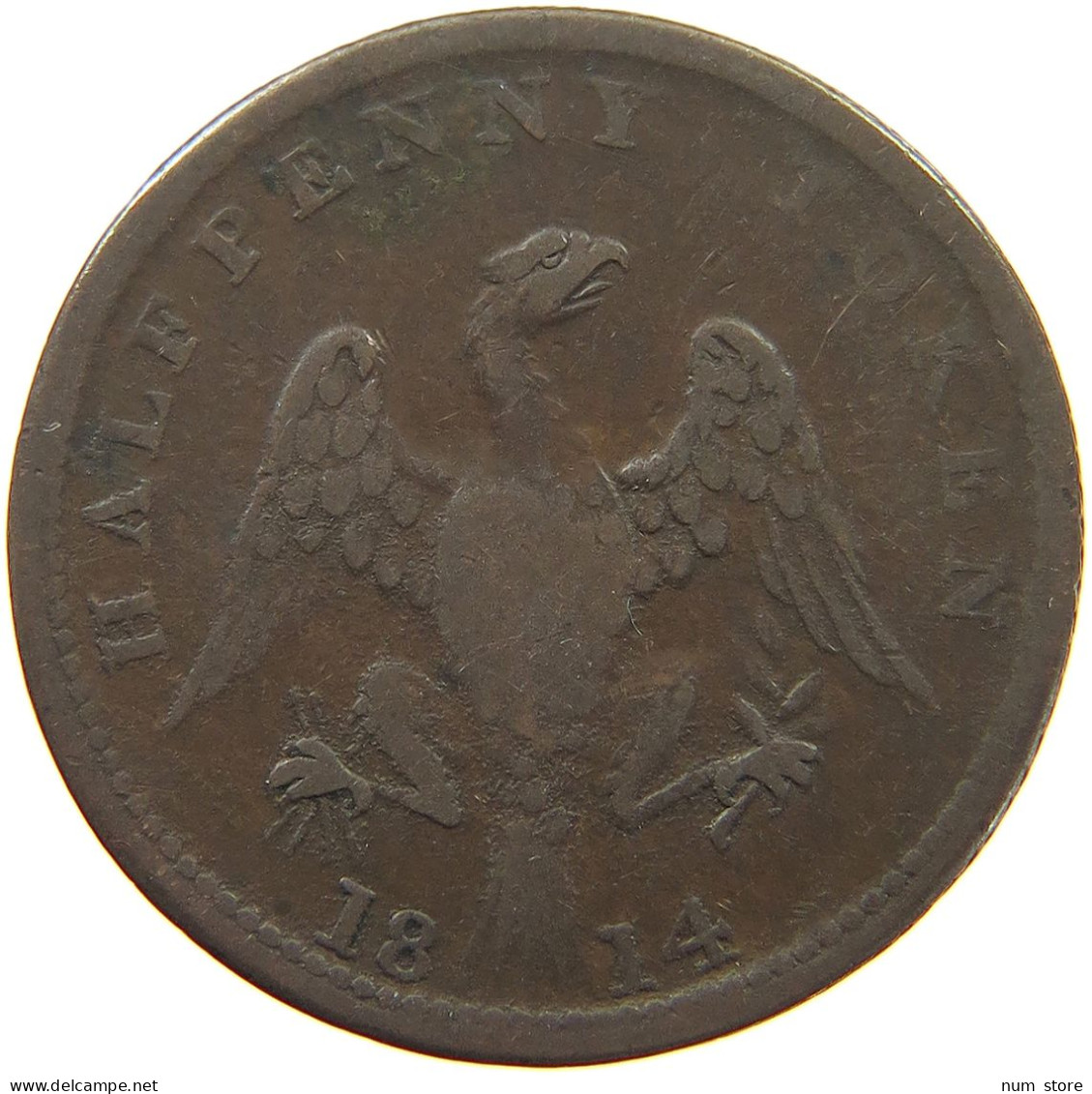 GREAT BRITAIN HALFPENNY 1814 GEORGE III. 1760-1820 #t117 1083 - B. 1/2 Penny