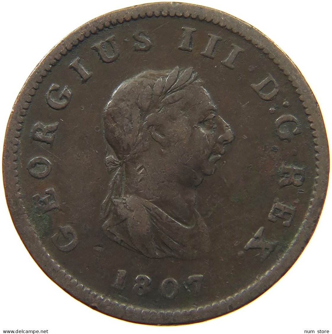 GREAT BRITAIN HALFPENNY 1807 GEORGE III. 1760-1820 #a031 0391 - B. 1/2 Penny