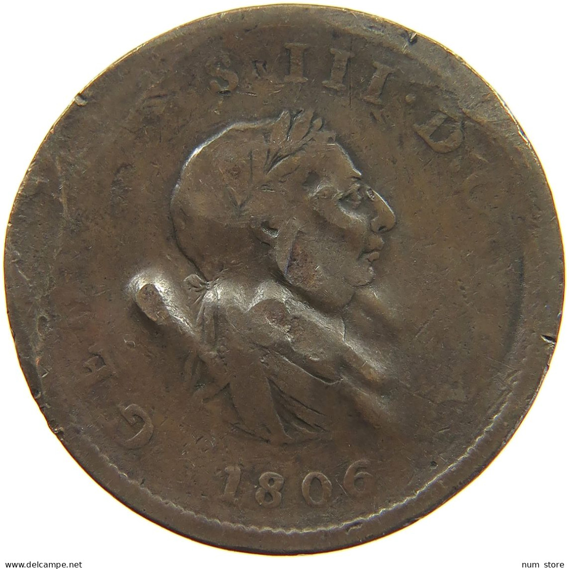 GREAT BRITAIN HALFPENNY 1806 GEORGE III. 1760-1820 #c033 0247 - B. 1/2 Penny