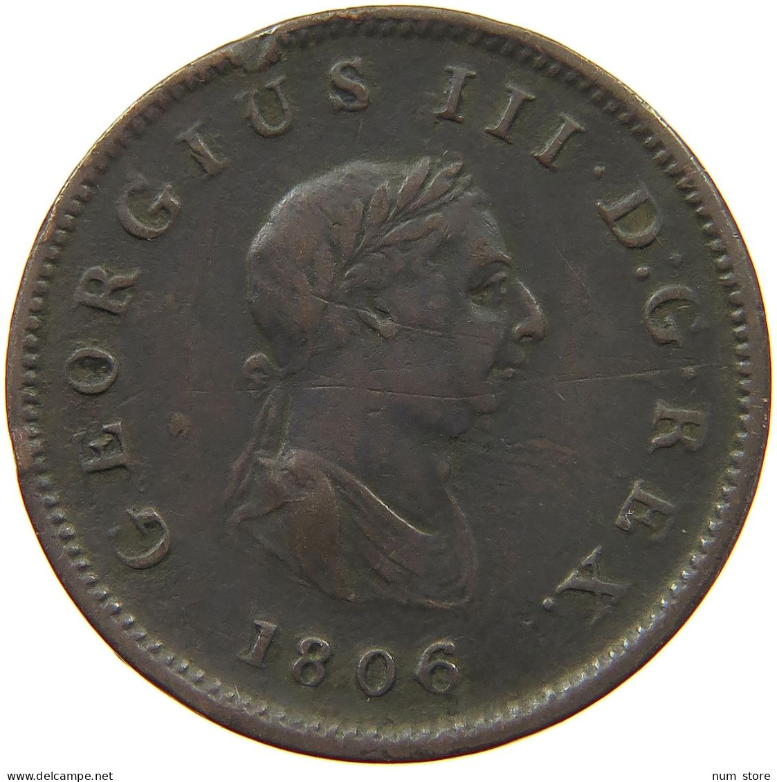 GREAT BRITAIN HALFPENNY 1806 GEORGE III. 1760-1820 #a009 0229 - B. 1/2 Penny