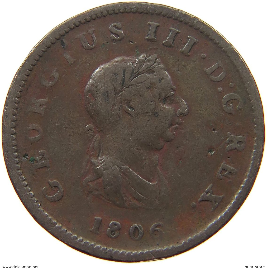 GREAT BRITAIN HALFPENNY 1806 GEORGE III. 1760-1820 #a009 0099 - B. 1/2 Penny