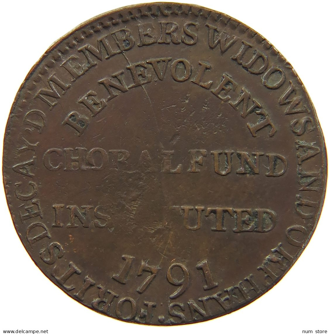 GREAT BRITAIN HALFPENNY 1791 GEORGE III. 1760-1820 MIDDLESEX WIDOWS ORPHANS #t138 0049 - B. 1/2 Penny