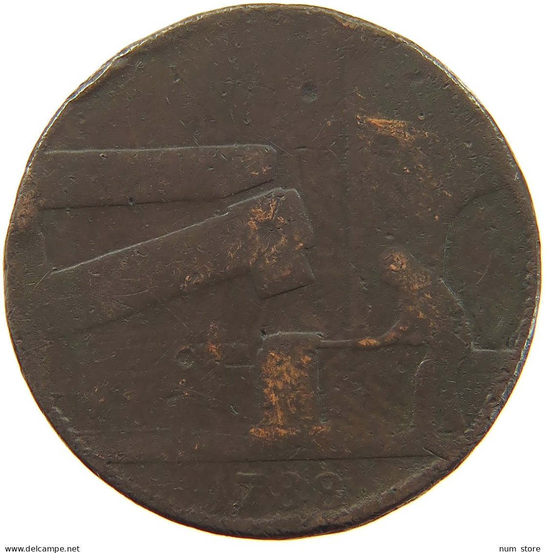 GREAT BRITAIN HALFPENNY 1788 GEORGE III. 1760-1820 JOHN WILKINSON #s060 0015 - B. 1/2 Penny