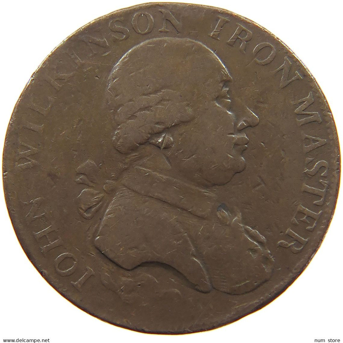GREAT BRITAIN HALFPENNY 1790 GEORGE III. 1760-1820 WILKINSON IRON MASTER #a058 0063 - B. 1/2 Penny