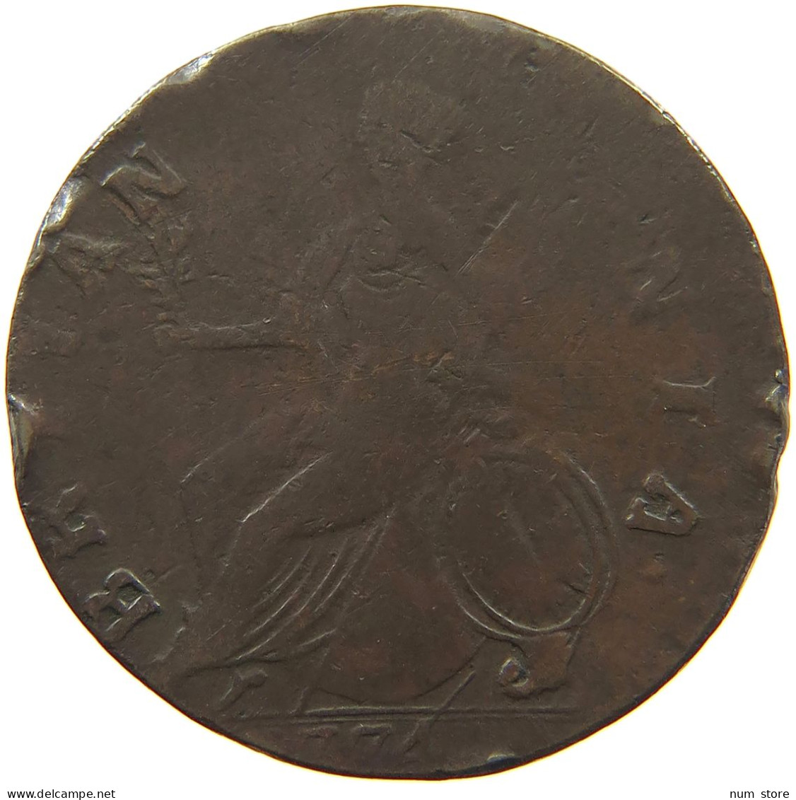 GREAT BRITAIN HALFPENNY 1774 Georg III. 1760-1820 Contemporary Imitation/evasion #t021 0247 - B. 1/2 Penny