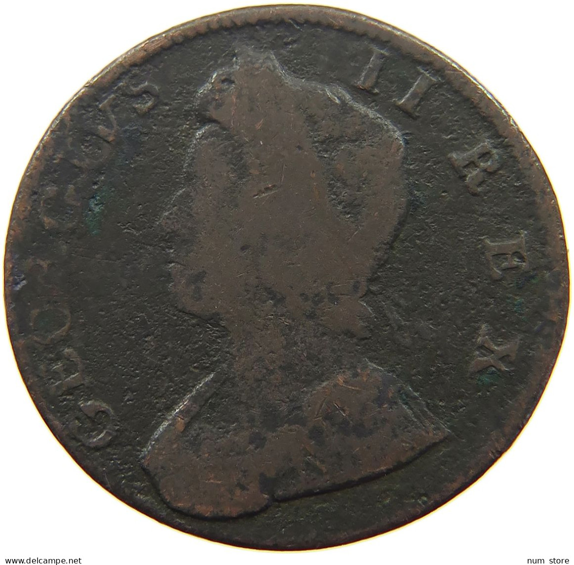 GREAT BRITAIN HALFPENNY 1734 George II. 1727-1760. #a002 0375 - B. 1/2 Penny