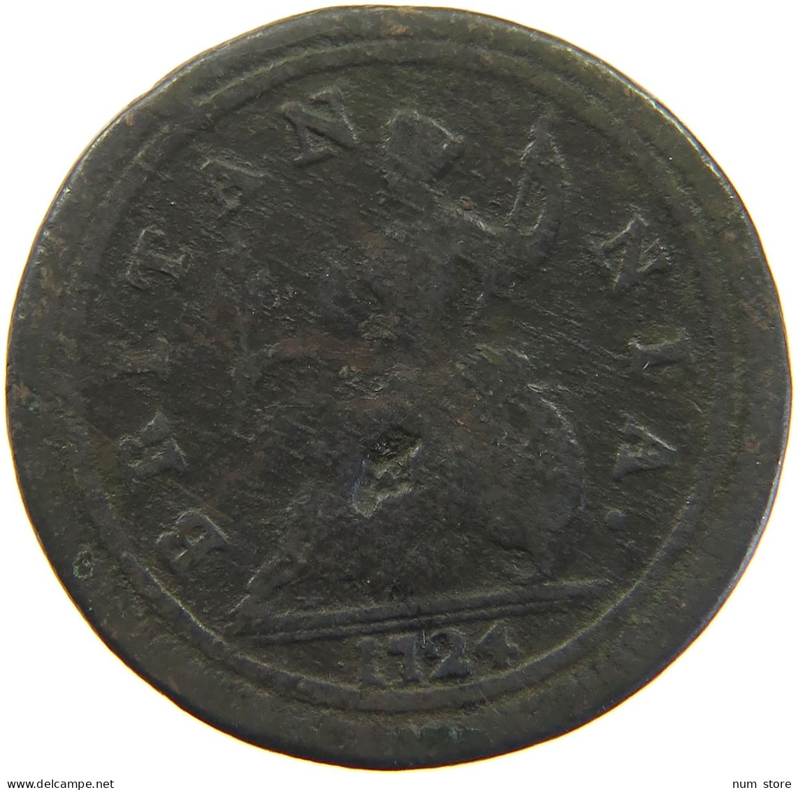 GREAT BRITAIN HALFPENNY 1724 George I. (1714-1727) #t155 0197 - B. 1/2 Penny