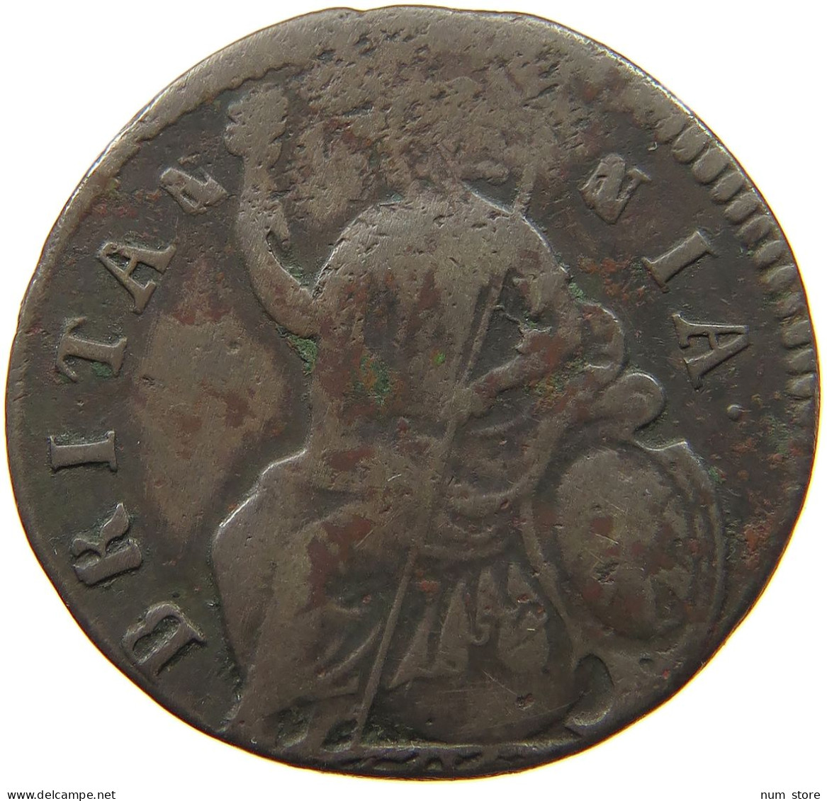 GREAT BRITAIN HALFPENNY  WILLIAM III. (1694-1702) OFF-CENTER #t100 0331 - B. 1/2 Penny