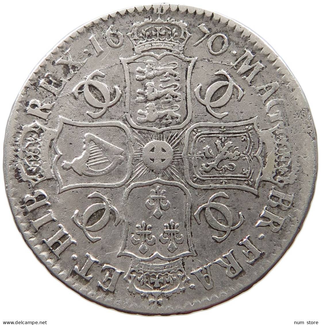 GREAT BRITAIN HALFCROWN 1670 CHARLES II. (1660-1685) #t147 0189 - I. 1/2 Crown