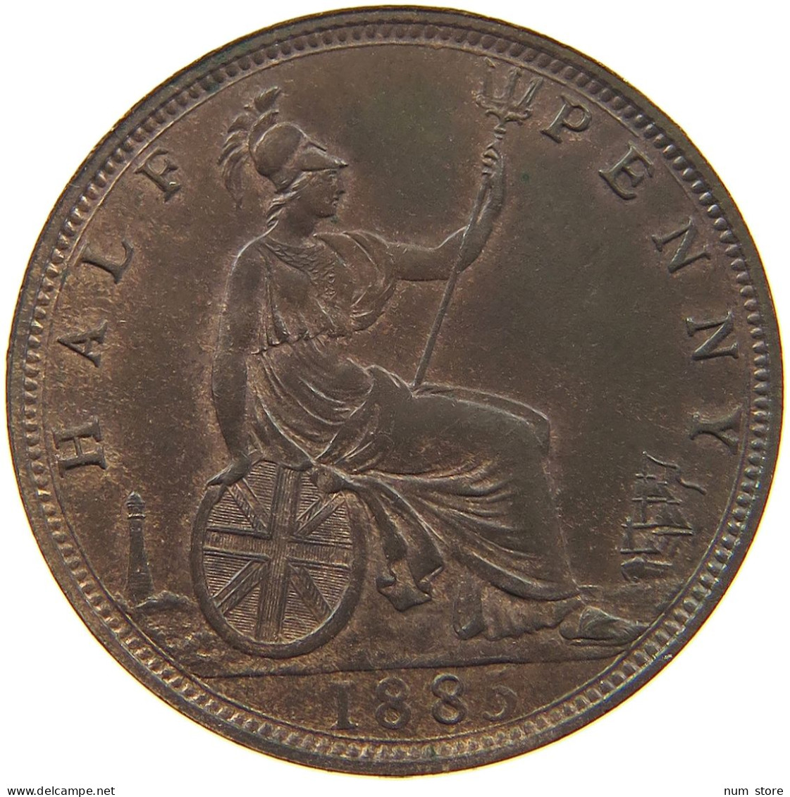 GREAT BRITAIN HALF PENNY 1885 Victoria 1837-1901 #t118 0225 - C. 1/2 Penny