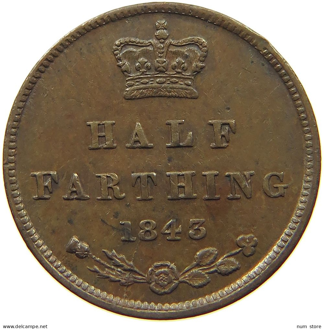 GREAT BRITAIN HALF FARTHING 1843 Victoria 1837-1901 #t004 0223 - A. 1/4 - 1/3 - 1/2 Farthing