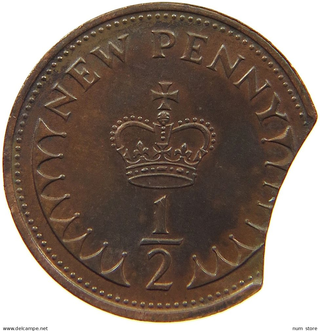 GREAT BRITAIN HALFPENNY 1971 Elisabeth II. (1952-) MINTING ERROR #t073 0227 - C. 1/2 Penny