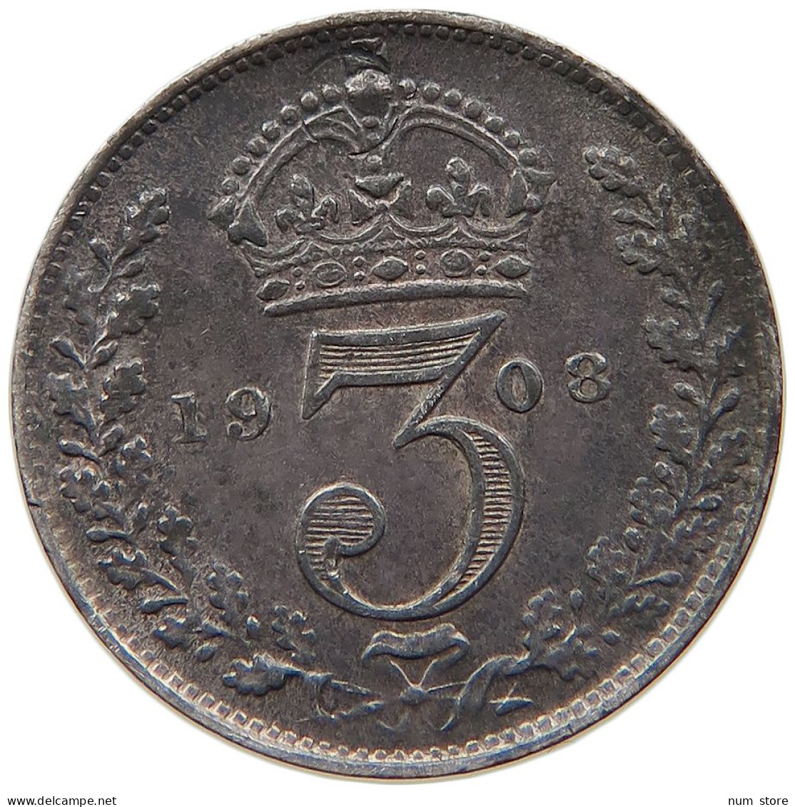 GREAT BRITAIN THREEPENCE 1908 Edward VII., 1901 - 1910 #s008 0277 - F. 3 Pence