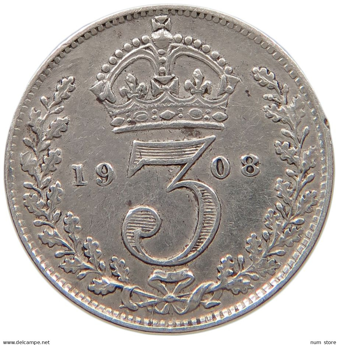 GREAT BRITAIN THREEPENCE 1908 Edward VII., 1901 - 1910 #a063 0597 - F. 3 Pence