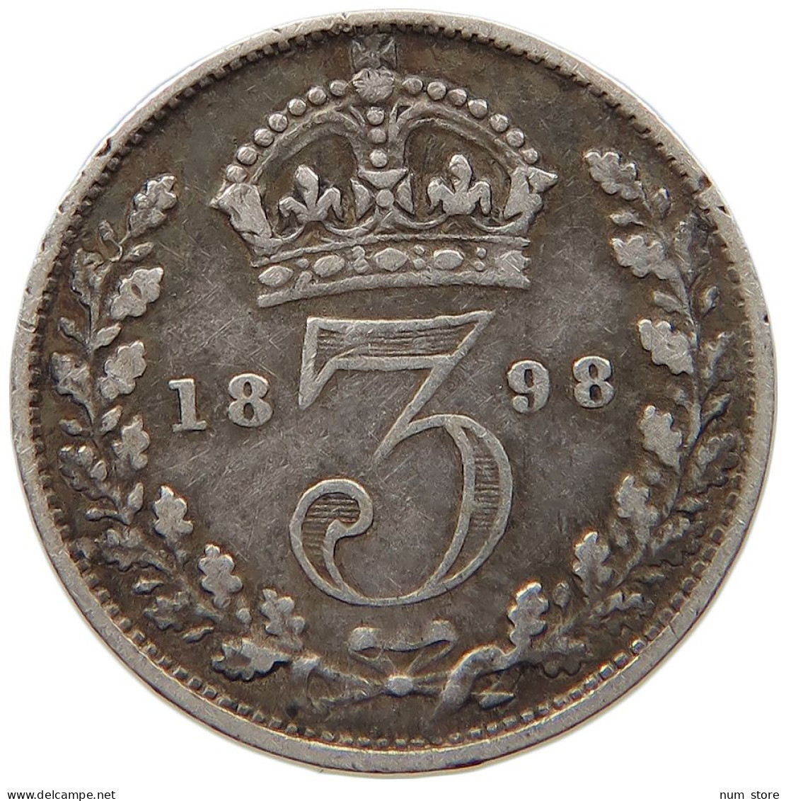 GREAT BRITAIN THREEPENCE 1898 Victoria 1837-1901 #s013 0227 - F. 3 Pence