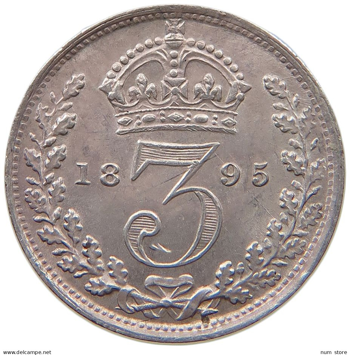 GREAT BRITAIN THREEPENCE 1895 Victoria 1837-1901 #t112 1353 - F. 3 Pence