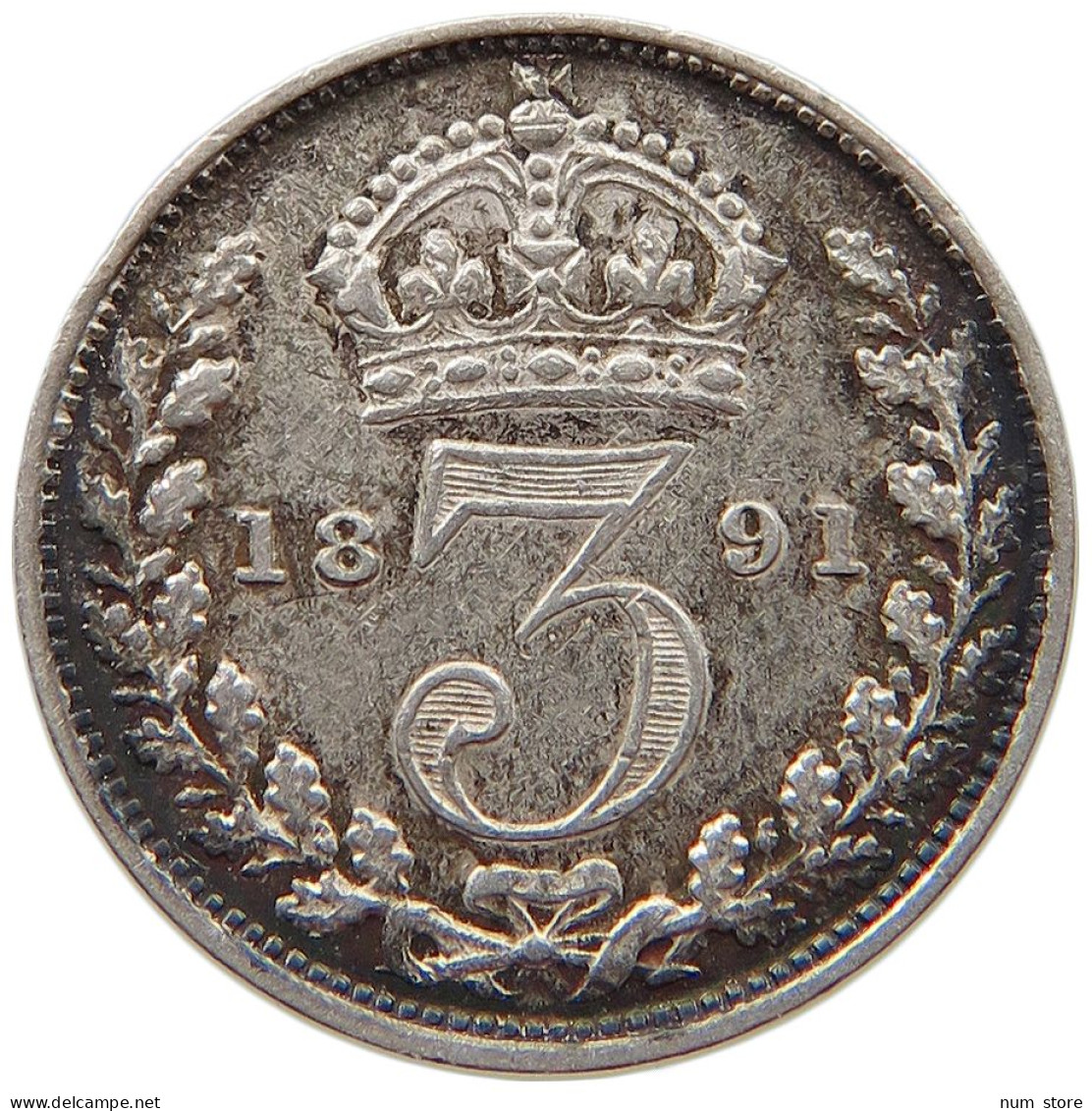 GREAT BRITAIN THREEPENCE 1891 Victoria 1837-1901 #t078 0413 - F. 3 Pence