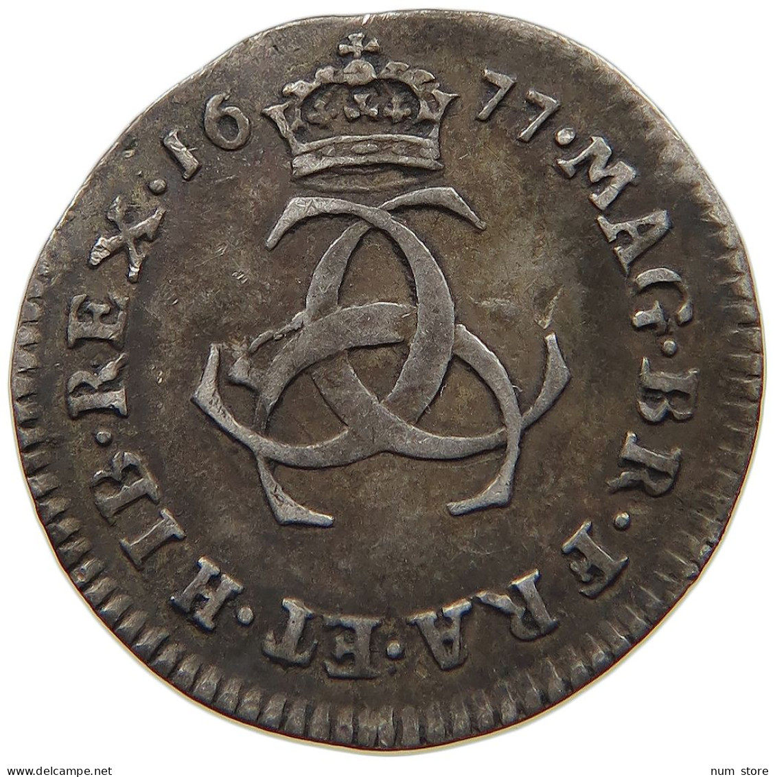 GREAT BRITAIN THREEPENCE 1677 CHARLES II. (1660-1685) MAUNDY #t138 0411 - E. 3 Pence