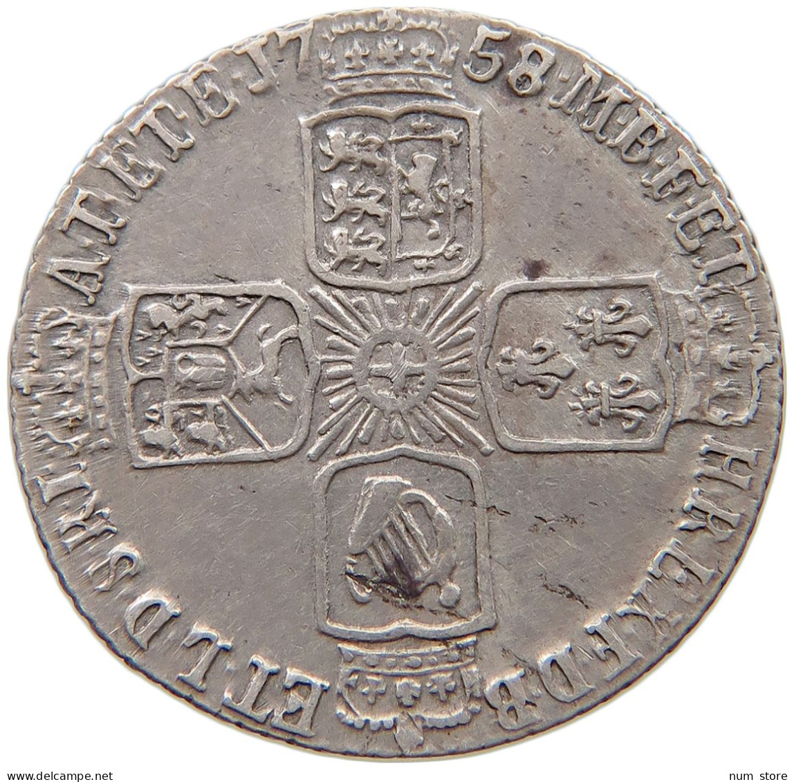 GREAT BRITAIN SIXPENCE 1758 George II. 1727-1760. #t107 0389 - G. 6 Pence
